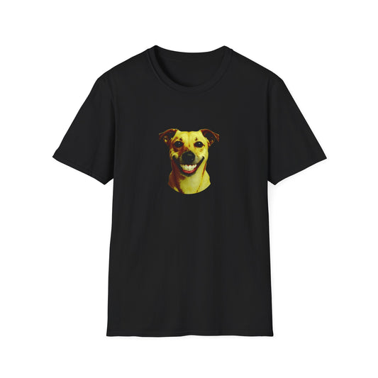 Graphic Tee Shirt with Dog and Human Face Print