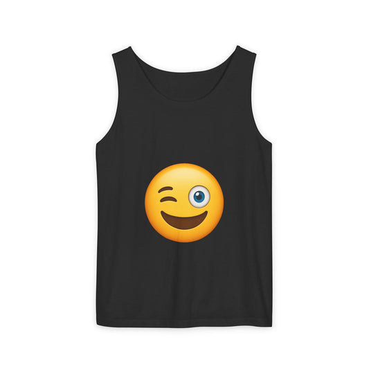 Playful Emoji Tank Top for Summer Fun, Funny Gift for Friends, Casual Wear, Beach Day Essential, Unisex Summer Apparel