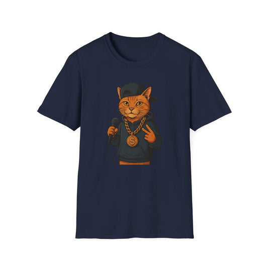 Cool Cat Rapper Unisex T-Shirt | Funny Pet Lover Gift, Streetwear Fashion, Cat Themed Apparel, Cool Animal Tees, Unique Gifts