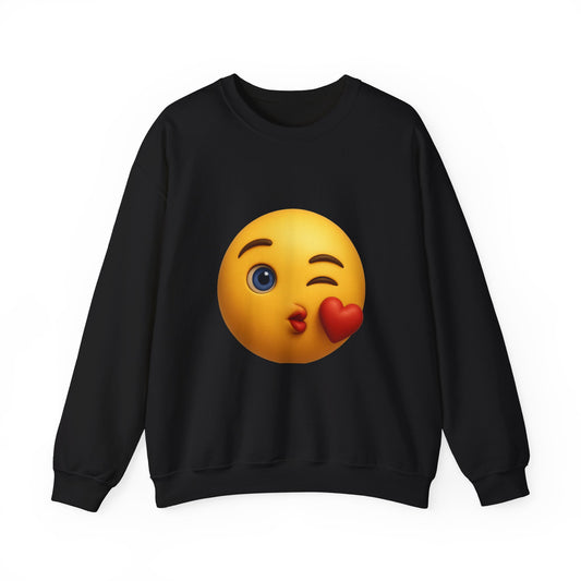 Kiss Emoji Sweatshirt | Unisex Heavy Blend | Cute Casual Wear, Gift for Friends, Emoji Lovers, Birthday Present, Cozy Style