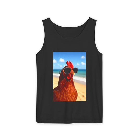 Beach Vibes Chicken Tank Top - Fun Summer Apparel, Unisex Vacation Tee, Gift for Animal Lovers, Pool Party Wear, Laugh Out Loud
