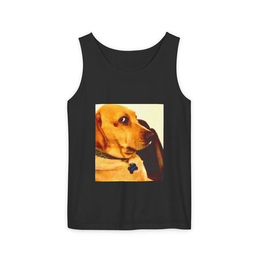 Dog Portrait Tank Top – Retro Yellow Labrador Photo Tee