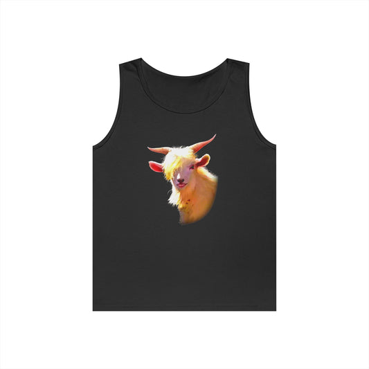 Sunset Goat Tank Top — Cute Pastel Goat Graphic Summer Tee