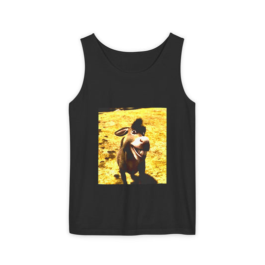 Donkey Photo Tank Top — Whimsical Farm Animal Graphic Tank