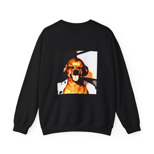 Crewneck Sweatshirt with Cute Laughing Dog Photo — Funny Pet Graphic Pullover