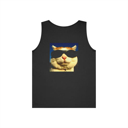 Cool Cat Graphic Tank Top, Trendy Summer Apparel, Perfect for Cat Lovers, Casual Wear, Gift for Birthdays, Festivals
