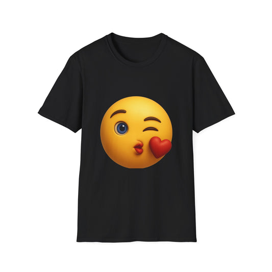 Kiss Emoji Unisex T-Shirt, Cute Graphic Tee, Fun Gift for Friends, Valentine's Day, Casual Wear, Emoji Lover Apparel