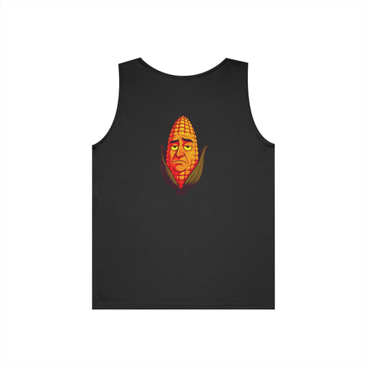 Funny Corn Meme Tank Top, Unisex Summer Tee, Quirky Gift for Farmers, Funny Apparel for BBQs, Humorous Workout Wear