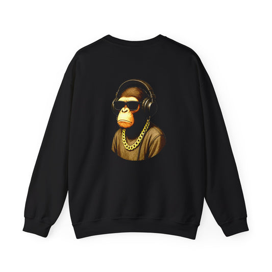 Cool Monkey Crewneck Sweatshirt | Unisex Heavy Blend Hoodie, Casual Wear, Gift for Music Lovers, Trendy Sweatshirt, Street Style Fashion