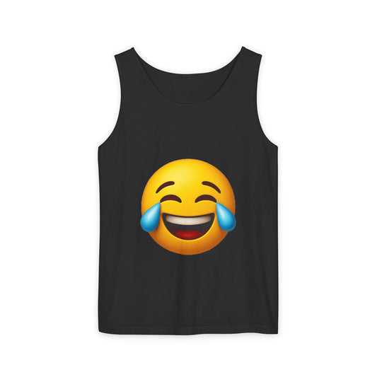 Laughing Emoji Unisex Tank Top, Fun Summer Shirt, Casual Wear, Gift for Friends, Humor Apparel, Cute Graphic Tee