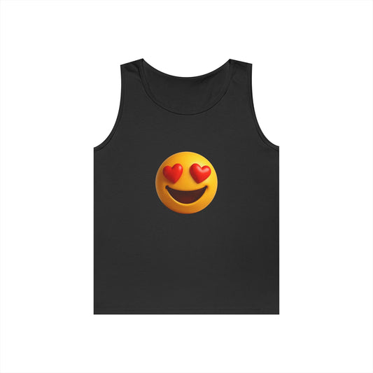 Love Emoji Unisex Heavy Cotton Tank Top, Summer Shirt, Gift for Her, Casual Wear, Cute Graphic Tee