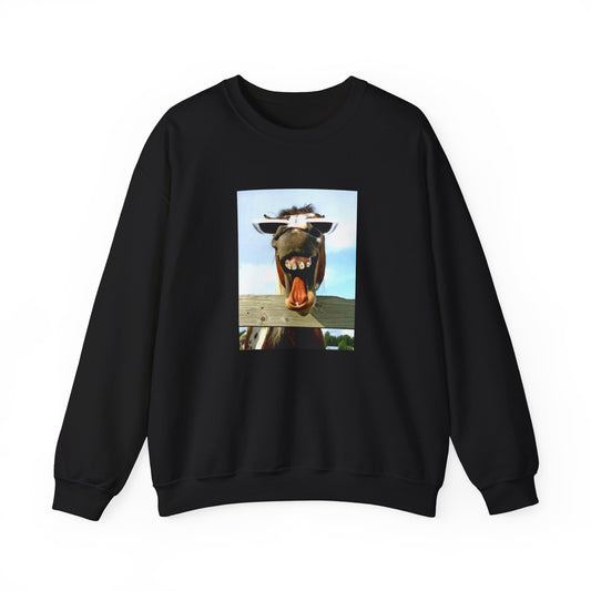 Funny Horse Sweatshirt, Unisex Crew Neck, Unique Gift for Horse Lovers, Casual Wear, Funny Animal Apparel, Comfortable Humor Clothing