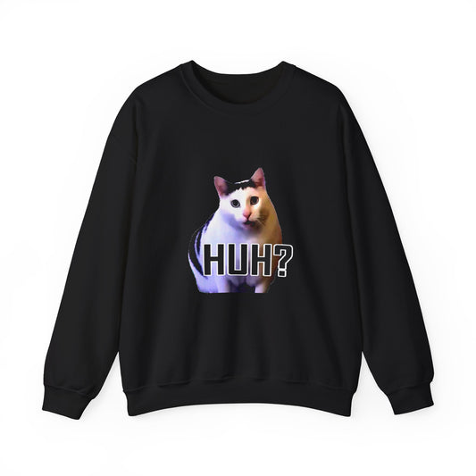 Funny Cat Sweatshirt - HUH? Unisex Crewneck