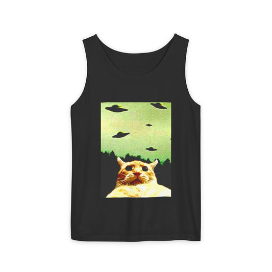 Alien Cat Unisex Tank Top - Trendy Summer Tee, Casual Wear, Gift for Cat Lovers, Unique Graphic Top, Fun Outdoor Shirt