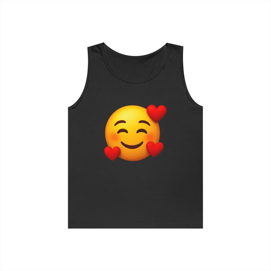 Heartfelt Emoji Unisex Tank Top, Cute Summer Wear, Gift for Friends, Valentine's Day Top, Casual Trendy Apparel
