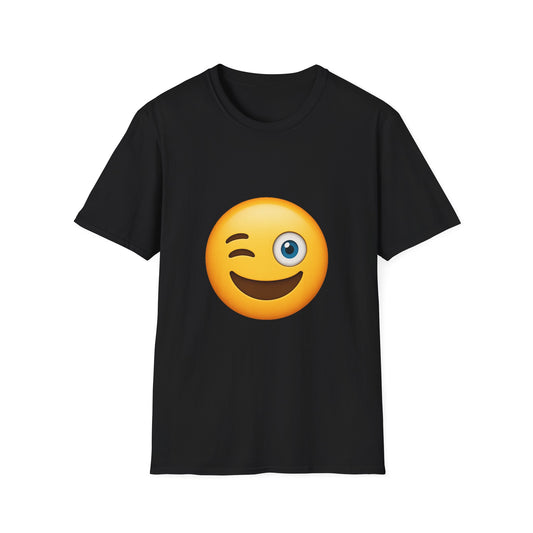 Wink Emoji Unisex Softstyle T-Shirt, Funny Graphic Tee, Gift for Friends, Casual Wear, Birthday Celebration, Cool Summer Fashion