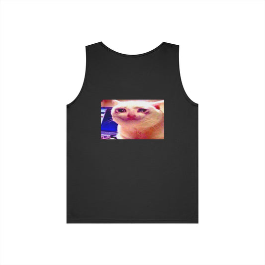Tank Top with Crying Cat Design