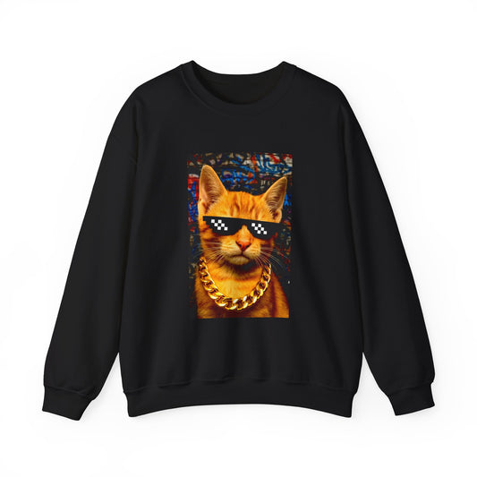 Cool Cat Crewneck Sweatshirt | Trendy Unisex Apparel, Cozy Gift, Casual Wear, Cat Lover Gift, Streetwear Sweatshirt