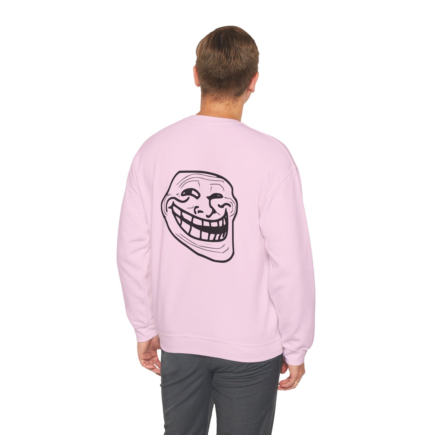 Trollface Crewneck Sweatshirt — Retro Internet Meme Graphic Pullover