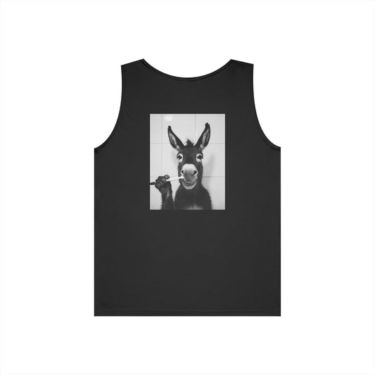 Funny Donkey Tank Top, Unisex Heavy Cotton Sleeveless Shirt, Gift for Animal Lovers, Cute Summer Apparel, Unique Statement Tee