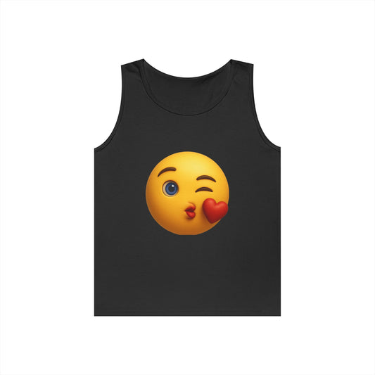 Emoji Kisses Tank Top, Fun Summer Shirt, Gift for Friends, Casual Wear, Cute Beach Outfit, Cute Gift, Emoji Apparel