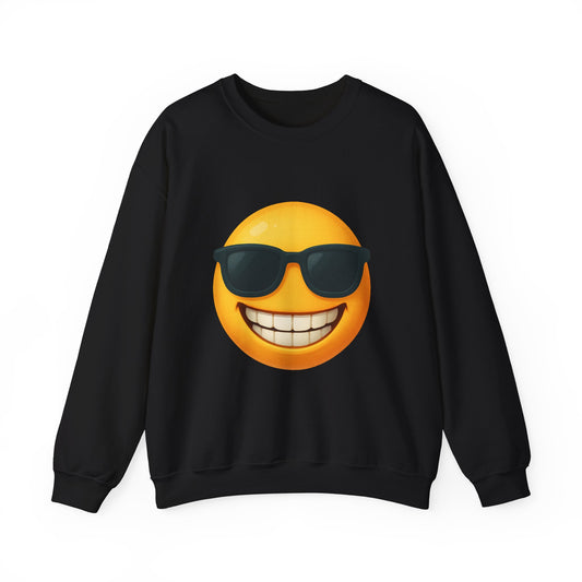 Cool Emoji Smile Sweatshirt, Funny Gift for Friends, Unisex Crewneck Sweatshirt, Casual Cozy Wear, Perfect for Celebrations, Holiday Gift