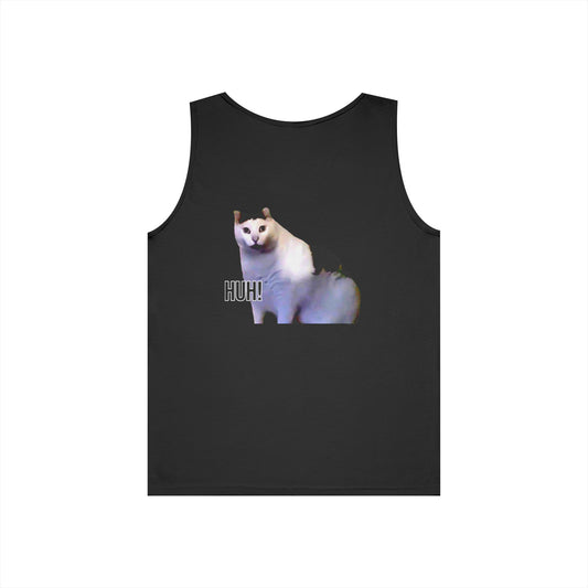 Cat Meme Tank Top — 'Huh!' Funny Viral Cat Graphic Tank
