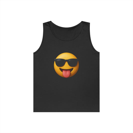 Sunglass Emoji Tank Top - Summer Vibes, Unisex Cotton, Perfect for Vacations, Festivals, Casual Wear, Gifts for Friends