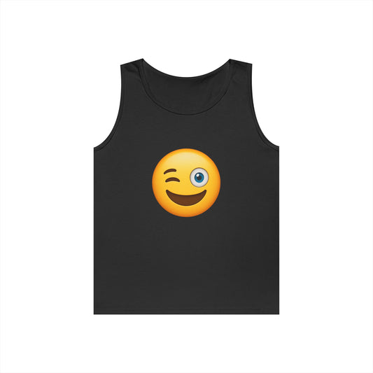 Cheerful Emoji Tank Top, Summer Style Shirt, Funny Gift for Friends, Unisex Casual Wear, Ideal for Parties and Beach Days