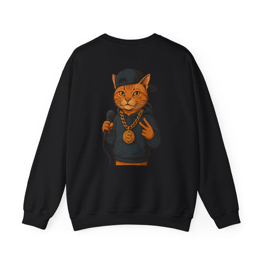 Hip Hop Cat Crewneck Sweatshirt, Unisex Sweatshirt, Cat Lover Gift, Cozy Fashion, Music Lover Apparel, Funny Sweatshirts