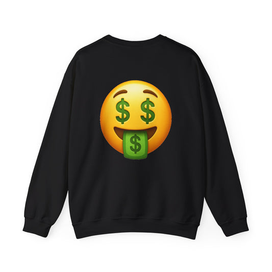 Money Emoji Sweatshirt, Unisex Crewneck, Fun Casual Wear, Perfect Gift for Friends, Unique Streetwear, Holiday and Birthday Present