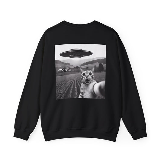 Cat UFO Funny Crewneck Sweatshirt