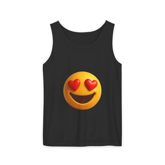 Heart Eyes Emoji Unisex Tank Top | Cute Summer Wear, Graphic Tee, Gift for Her, Love Vibes, Casual Outfit