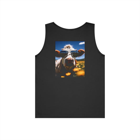 Cool Cow Graphic Tank Top, Unisex Summer Shirt, Funny Farm Animal Apparel, Gift for Farmers, Casual Beachwear, Outdoor Activities