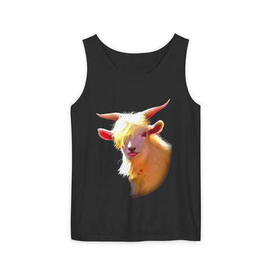 Goat Portrait Tank Top — Colorful Watercolor Goat Graphic