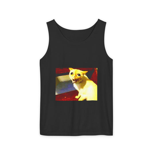 Funny Cat Meme Tank Top — Surprised/Angry Cat Photo Tee