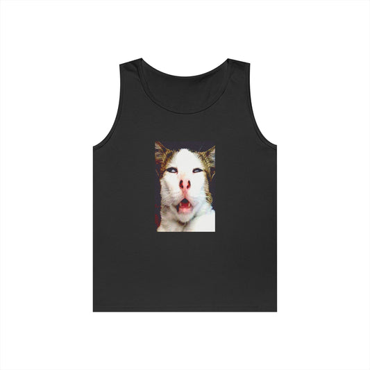 Funny Cat Face Tank Top — Hilarious Meme Cat Photo Tee for Cat Lovers
