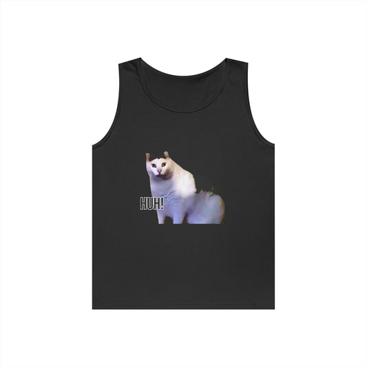Meme Cat 'Huh!' Tank Top — Funny Internet Cat Graphic Tank