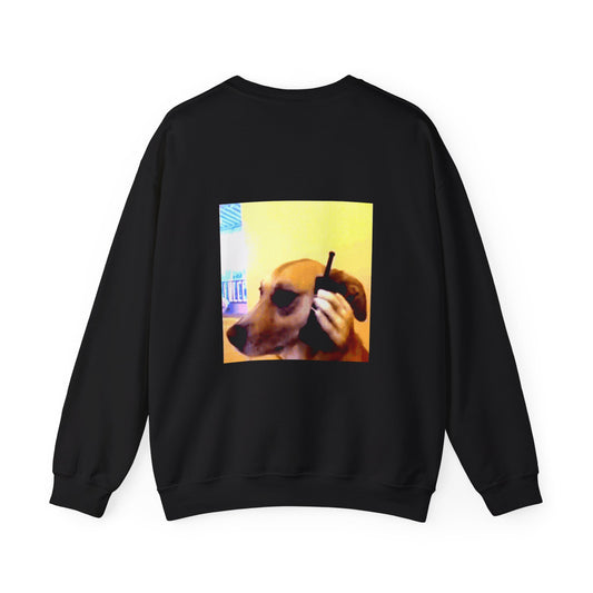 Crewneck Sweatshirt – Retro Dog on Phone Graphic