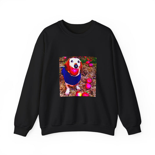 Crewneck Sweatshirt - Cute Dog with Ball Photo Print, Playful Pet Lover Pullover