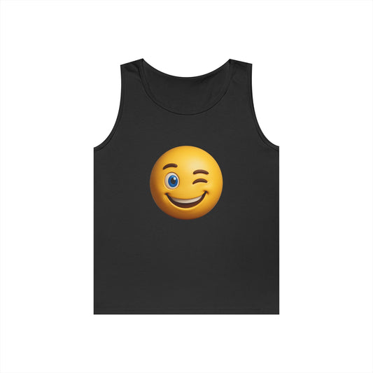 Witty Emoji Tank Top - Perfect Gift for Friends, Summer Vibes, Casual Style, Cute Laughing Emoji Top, Unisex Cotton Gym Wear