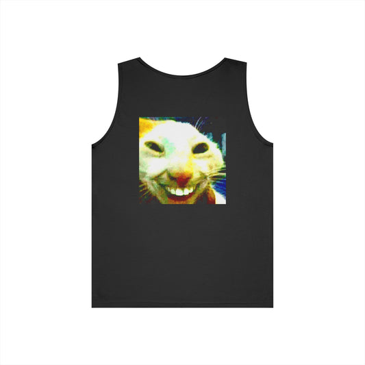 Funny Grinning Cat Meme Tank Top — Viral Internet Cat Face Tee