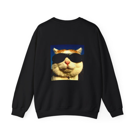 Cool Cat Vibes Unisex Crewneck Sweatshirt | Funny Cat Gift for Pet Lovers, Cozy Animal Apparel, Perfect for Friends & Chill Days