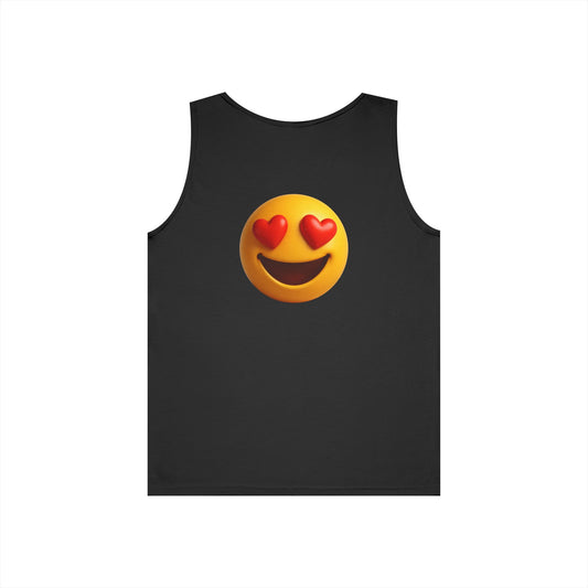 Heart Eyes Unisex Tank Top, Casual Summer Shirt, Funny Graphic Tee, Gift for Friends, Beachwear, Emoji Apparel