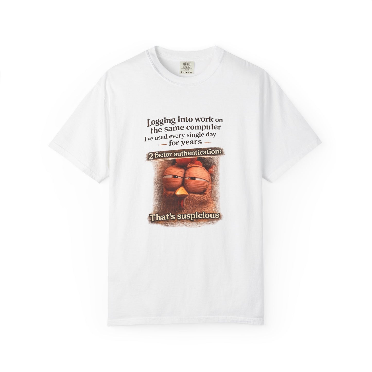 Garfield Meme T‑Shirt — "That's Suspicious" 2FA Funny Cybersecurity Tee