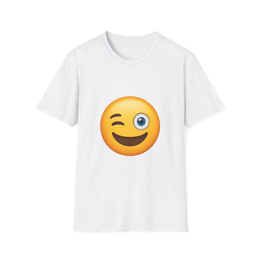 Wink Emoji Unisex Softstyle T-Shirt, Funny Graphic Tee, Gift for Friends, Casual Wear, Birthday Celebration, Cool Summer Fashion