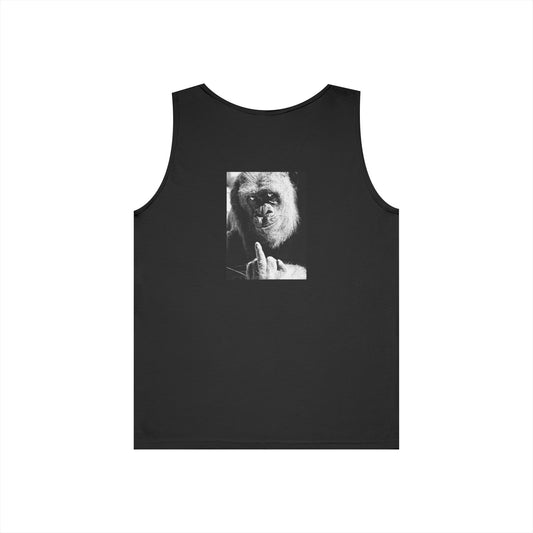 Unisex Heavy Cotton Tank Top with Bold Gorilla Design | Casual Summer Wear, Gift for Animal Lovers, Unique Statement Piece
