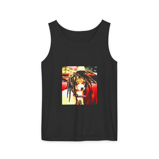 Hippie Dog Tank Top, Casual Summer Wear, Unisex Graphic Tee, Beach Party Essential, Dog Lover Gift, Fun Outdoor Outfit