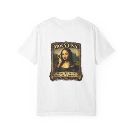 Mona Lisa Peace Sign Tee — "Mona Lisa After 10 Days of Having a FB" Graphic T-Shirt