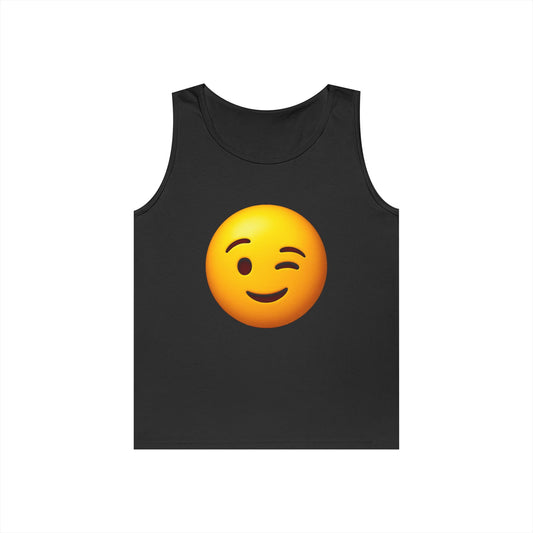 Winking Emoji Tank Top, Summer Apparel, Custom Gift, Casual Wear, Beach Day Outfit, Fun Summer Vibes